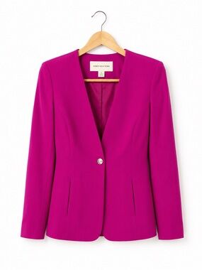 Jones New York Women's Bright Magenta Single-Button Blazer SZ4 Barbiecore
